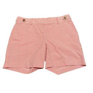 Ann Taylor Womens Striped Cotton Shorts=Pink/White-Size 0-NWT